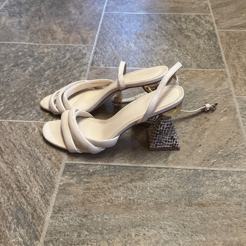 Sam Edelman Cream Strappy Block Heels